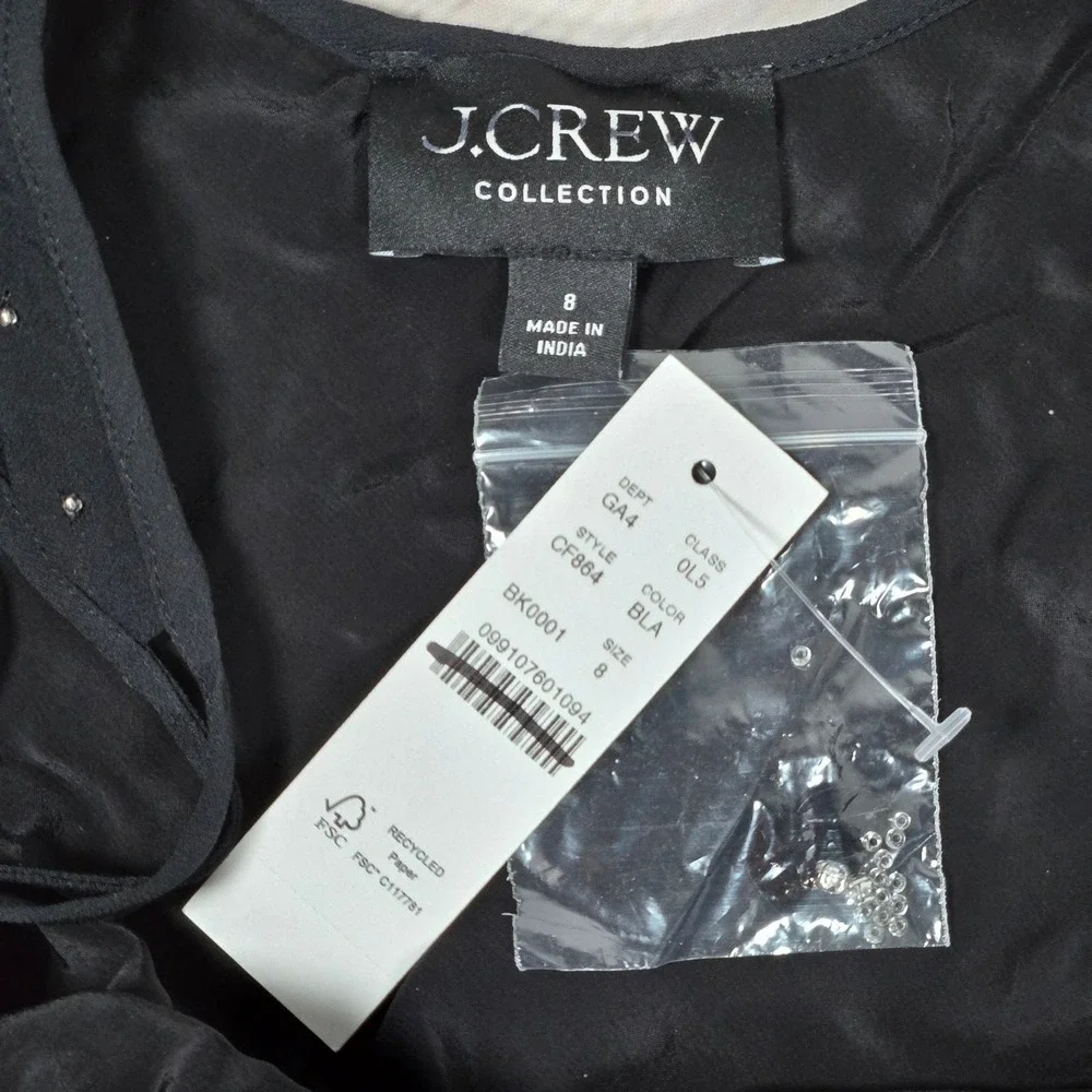 J. Crew Collection Black Sequin Crystal Embellished Slip Dress Size 8‎